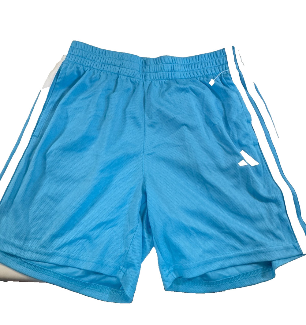Adidas Boys' Essential Mid Thigh Athletic Shorts Regular Fit Blue Large 14/16